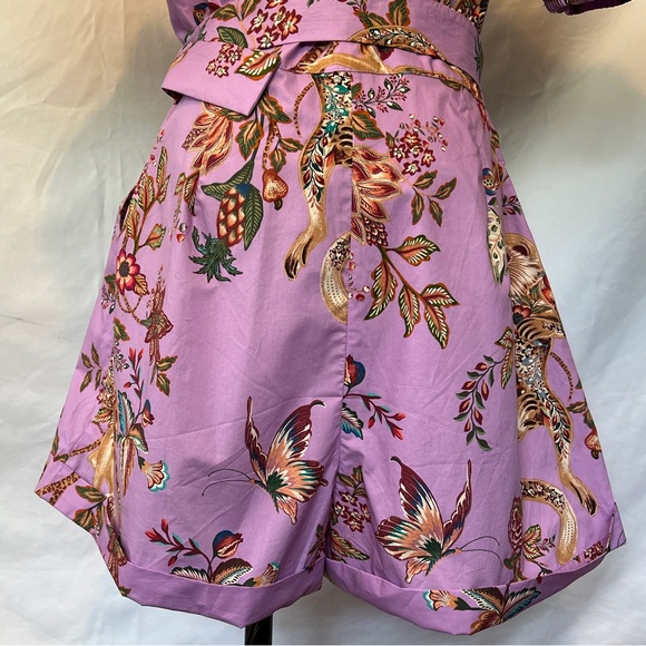 Farm Rio Monkey Floral Puff Sleeve V Neck belted Romper * XL - Picture 13 of 15